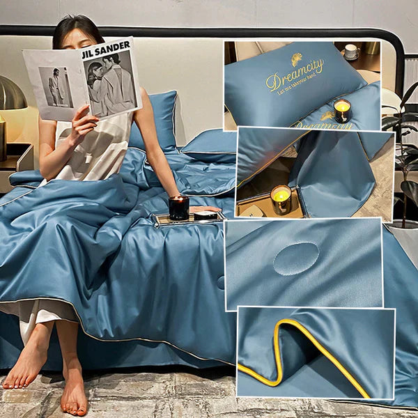 Simple Ice Silk Quilt(200*230cm)(With two pillowcases)