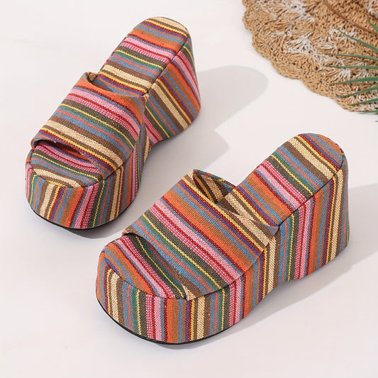 1 Pair of Women'S Summer Fashionable Colorful Fabric Comfortable Soft Sandals