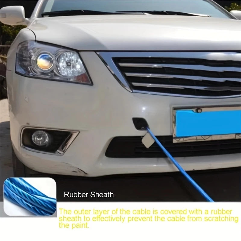 1 Roll 5m Steel Tow Rope with Hooks, Heavy-Duty Car Recovery Cable