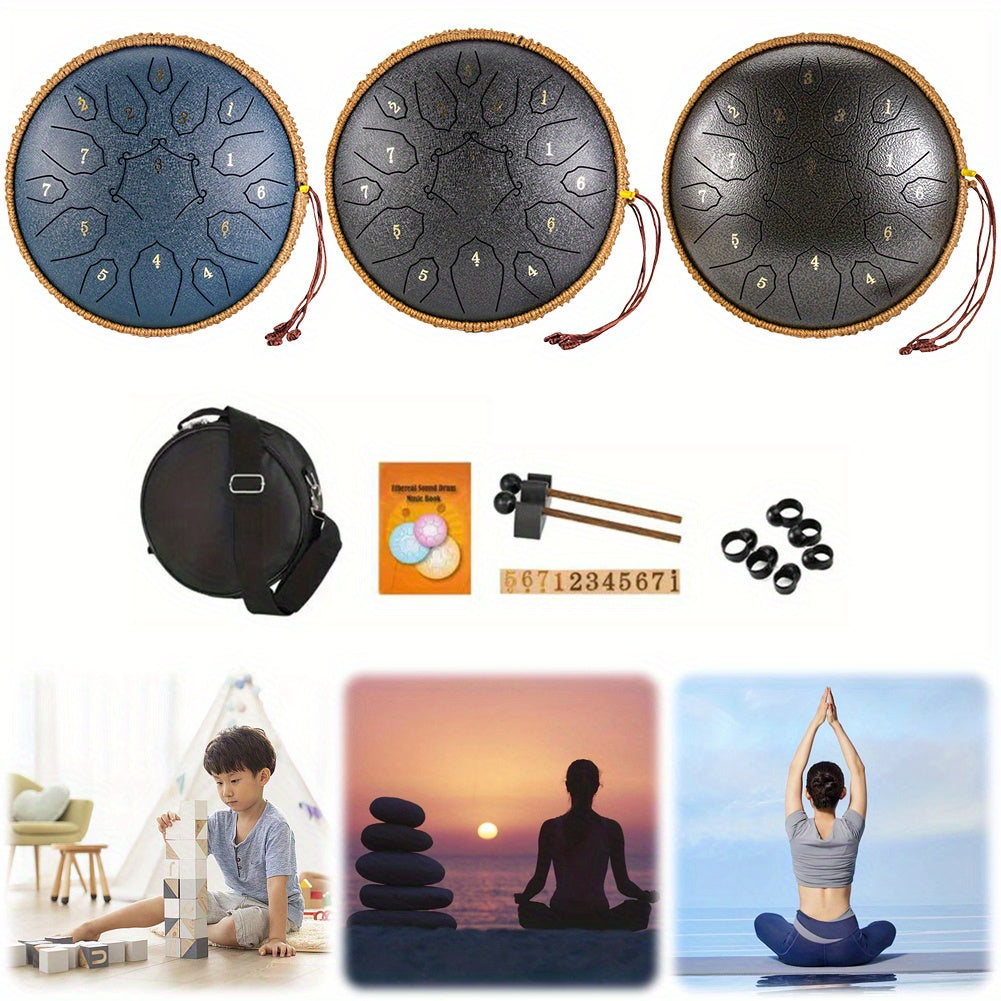 [15 Notes Steel Tongue Drum] 15 Notes 12 Inch Steel Tongue Drum D-Key