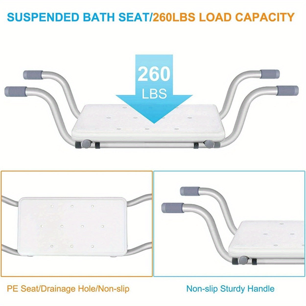Adjustable white Aluminum Bath Seat