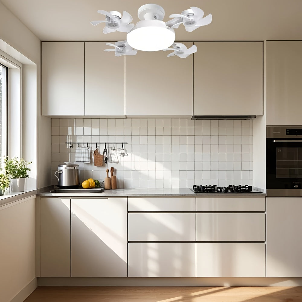 【Universal for the Whole House】Modern Smart Four-Head Fan Ceiling Light