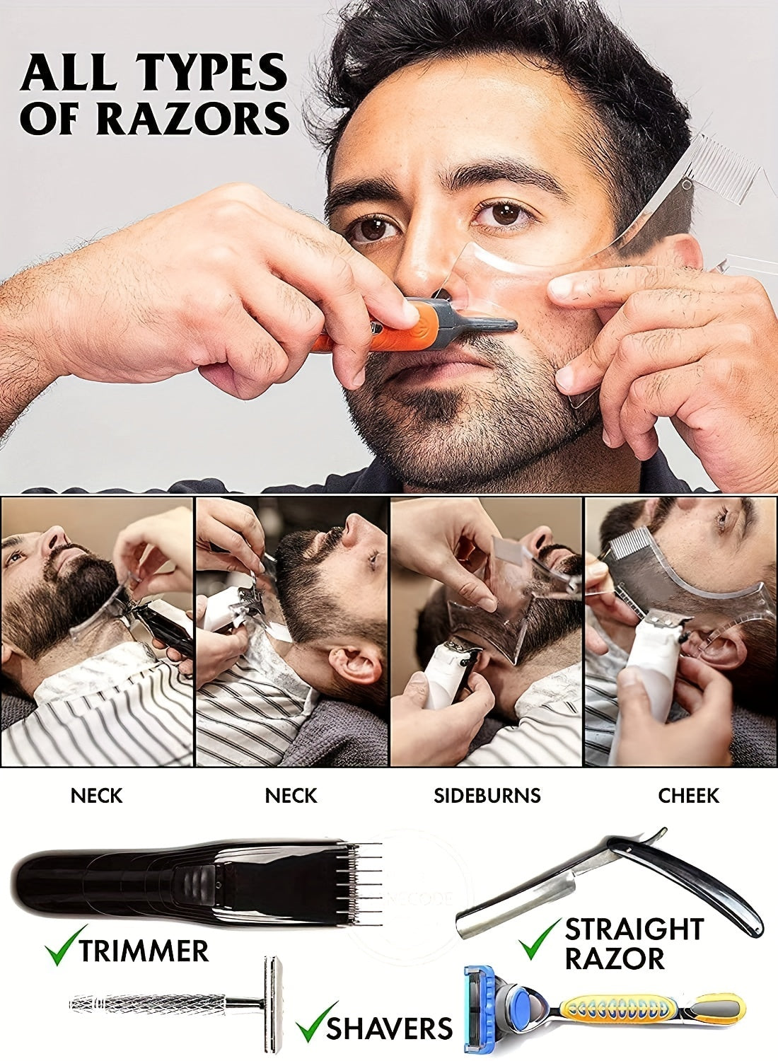Men's Beard Shaping & Styling Tool with Comb