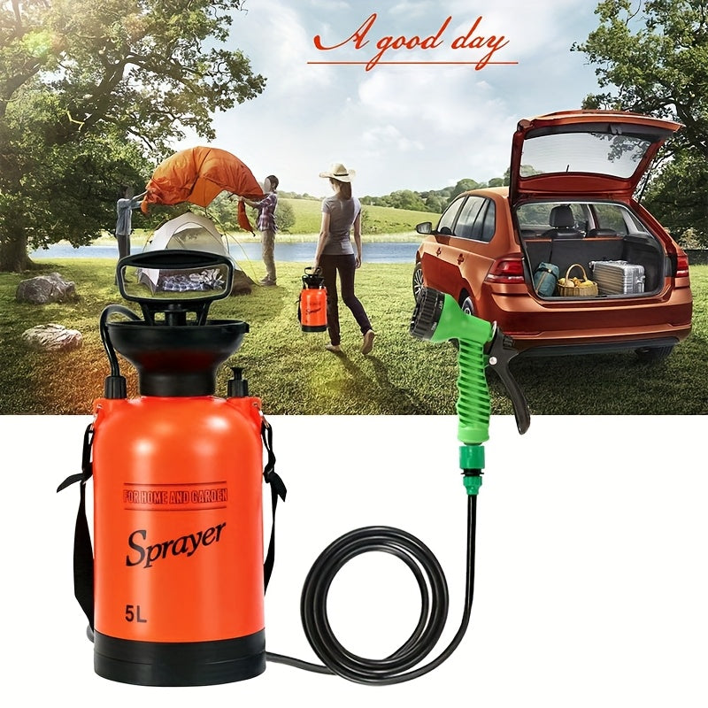 1.3/2 Gallon High-Pressure Sprayer with 7 Spray Modes, Portable Camping Shower