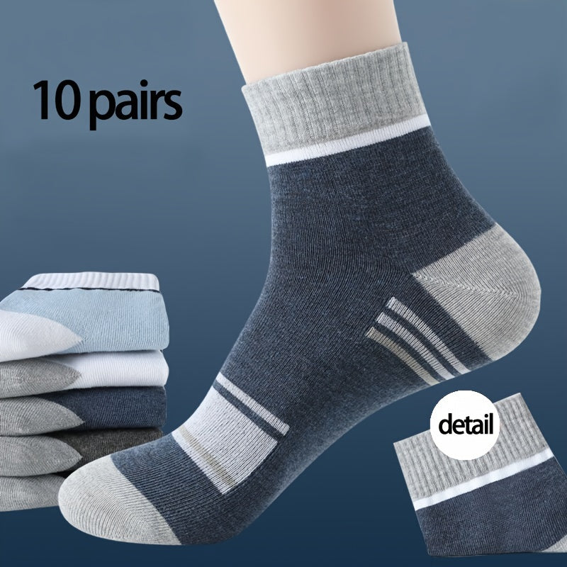10 Pairs Of Men's Mid Crew Sport Socks