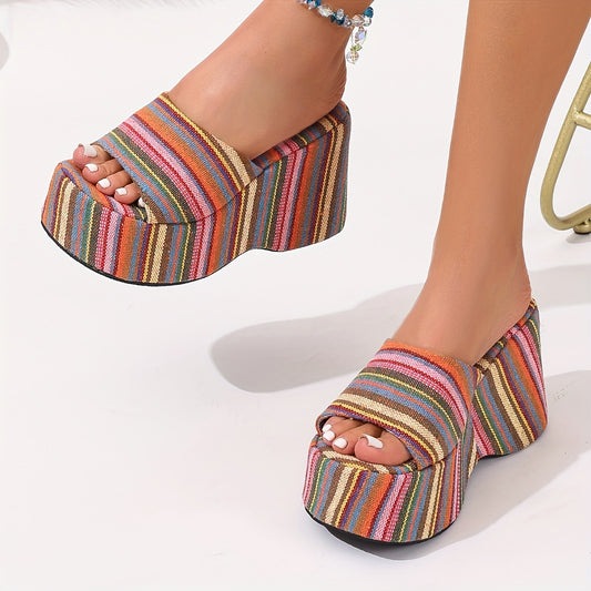 1 Pair of Women'S Summer Fashionable Colorful Fabric Comfortable Soft Sandals