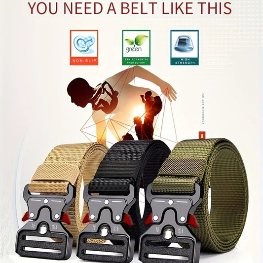 3 Pack Simple Military Enthusiast Tactical Nylon Belts for Men and Women
