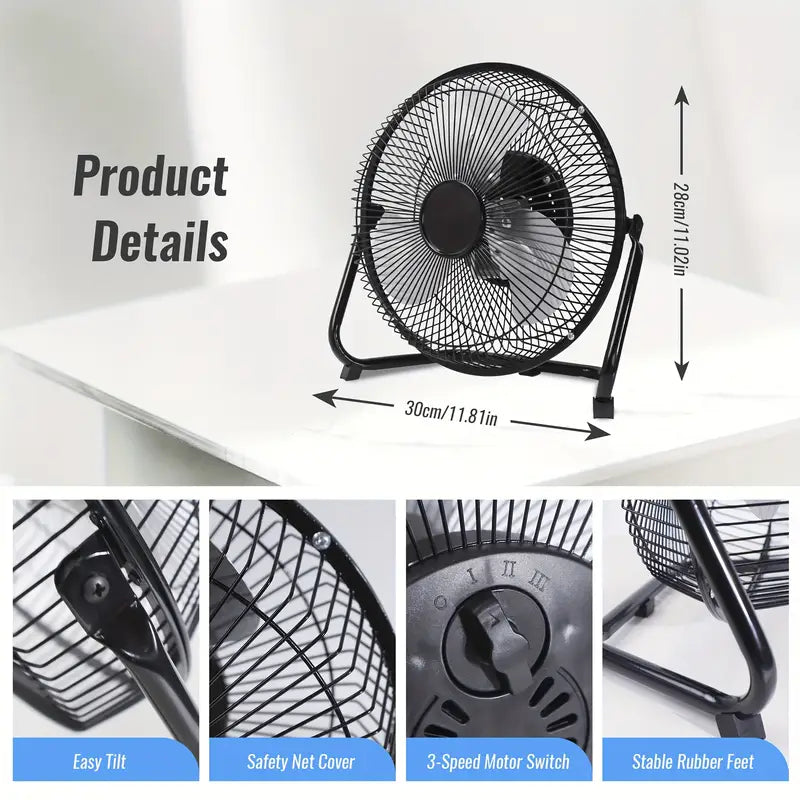 20" 3-Speed Heavy Duty Metal Cradle Floor Fan