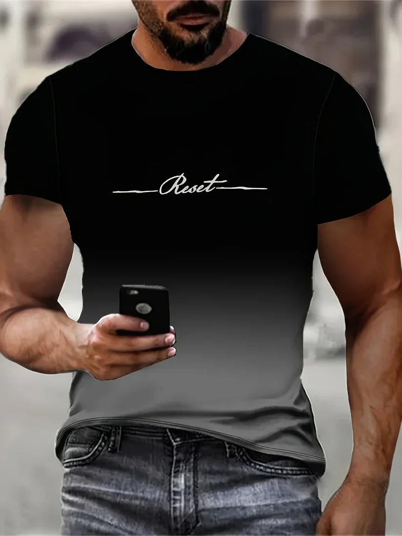 5pcs Men's Gradient Print T-Shirt Set