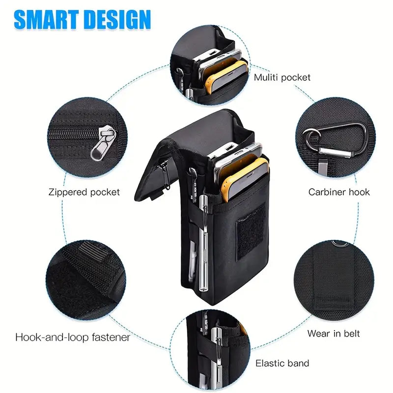 Three-grid waist-hanging casual mobile phone bag