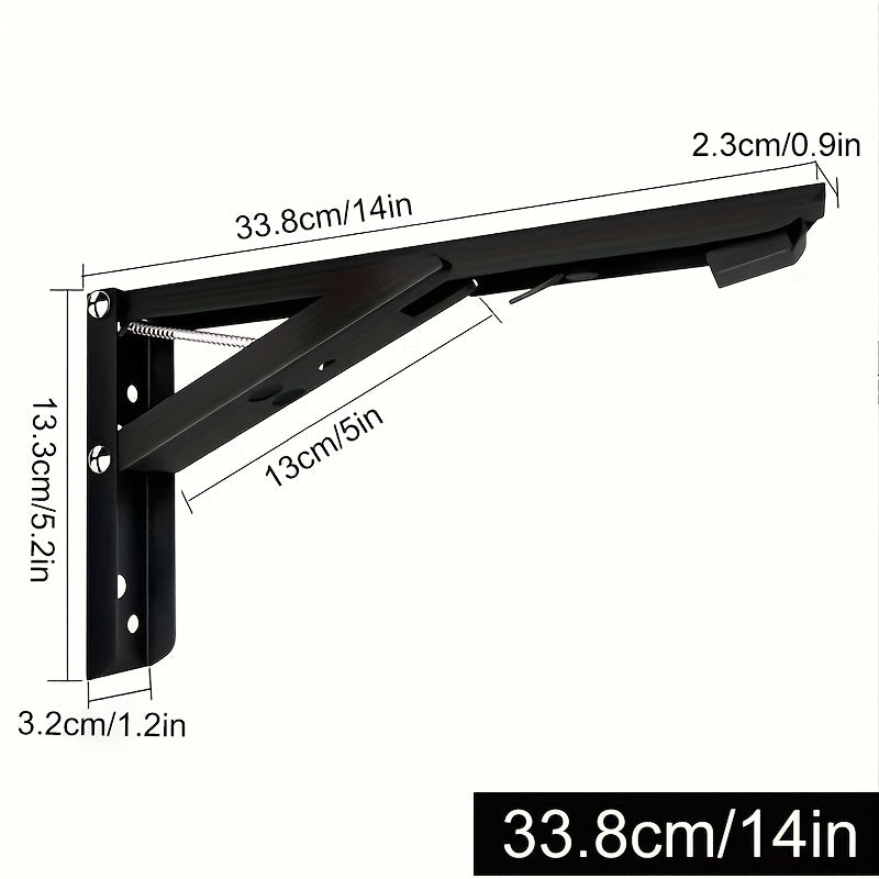 2 Pack of Foldable Shelves Brackets，Heavy Duty Stainless Steel Bracket