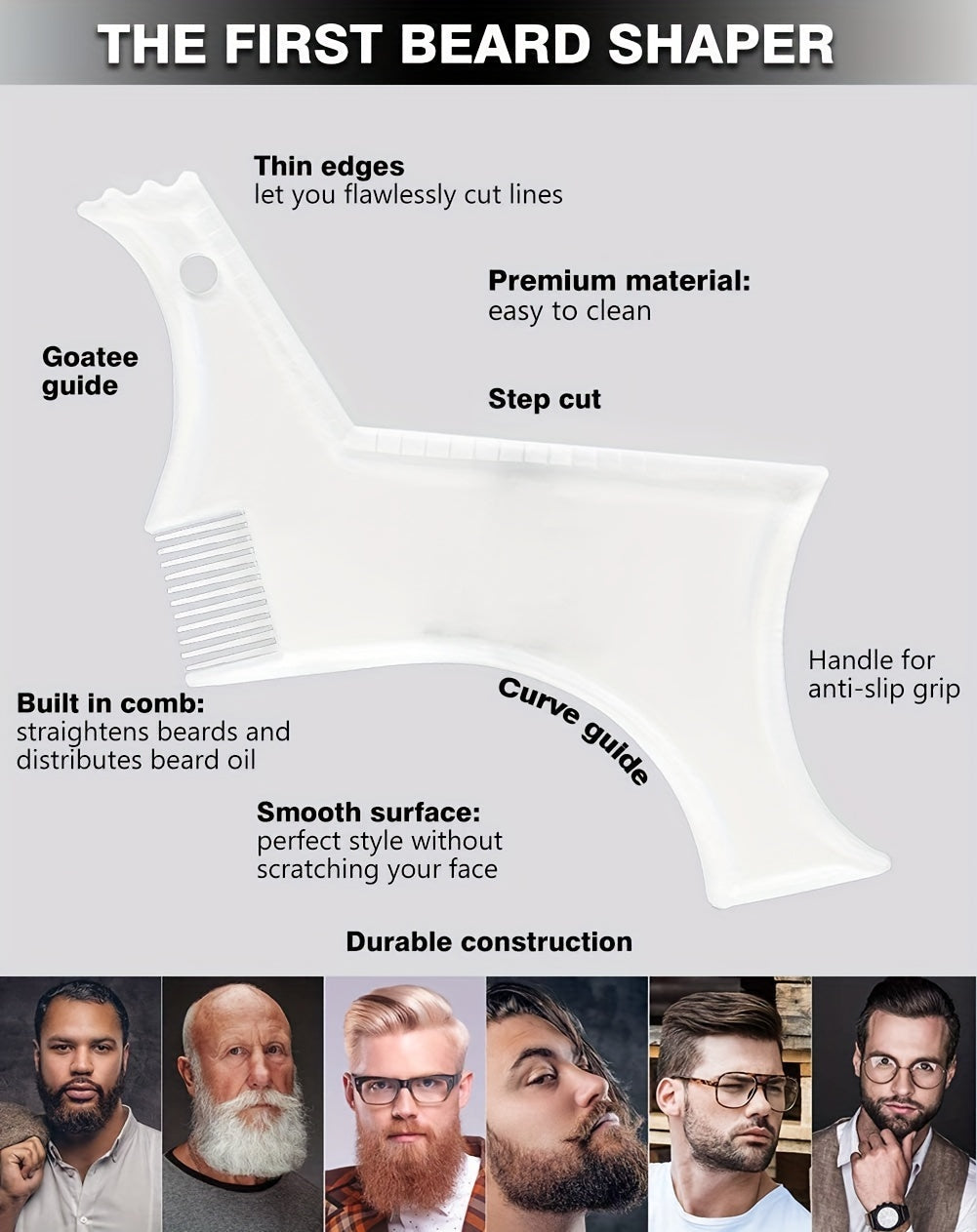 Men's Beard Shaping & Styling Tool with Comb