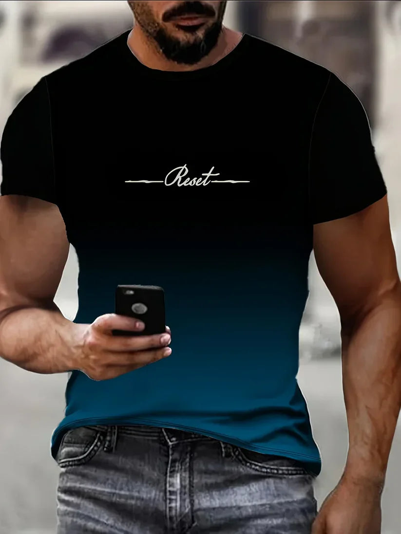 5pcs Men's Gradient Print T-Shirt Set