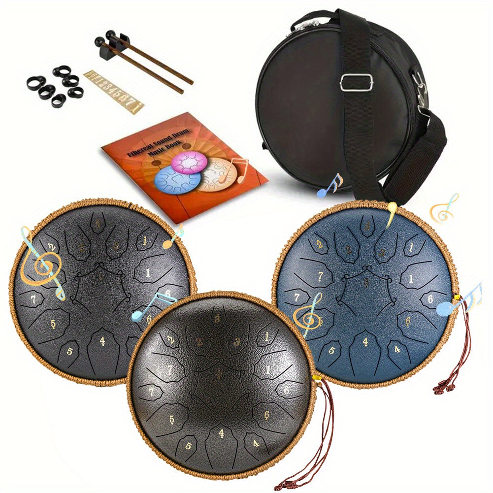 [15 Notes Steel Tongue Drum] 15 Notes 12 Inch Steel Tongue Drum D-Key