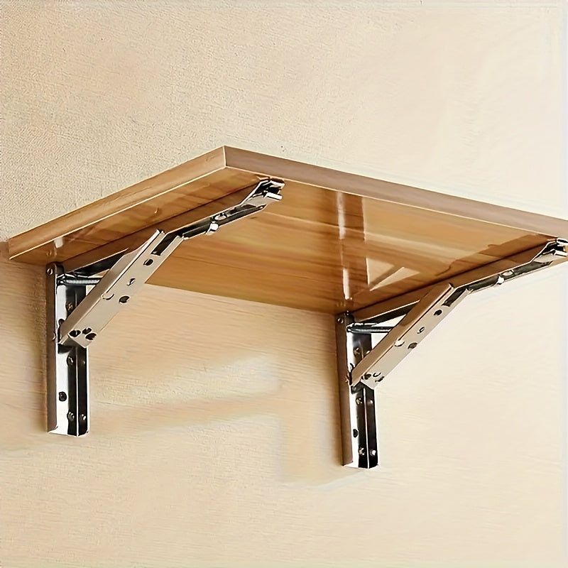 2 Pack of Foldable Shelves Brackets，Heavy Duty Stainless Steel Bracket