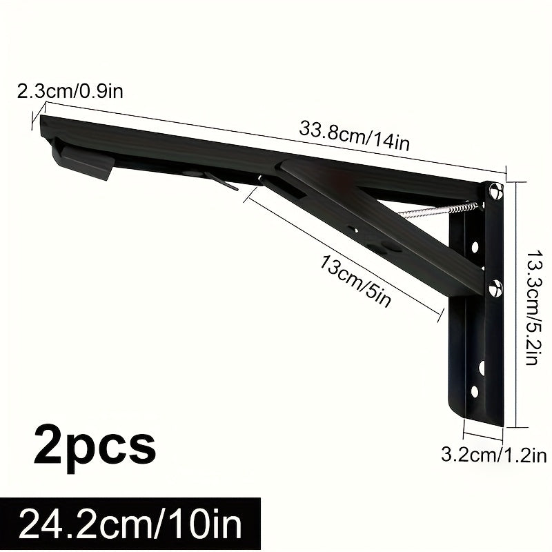 2 Pack of Foldable Shelves Brackets，Heavy Duty Stainless Steel Bracket