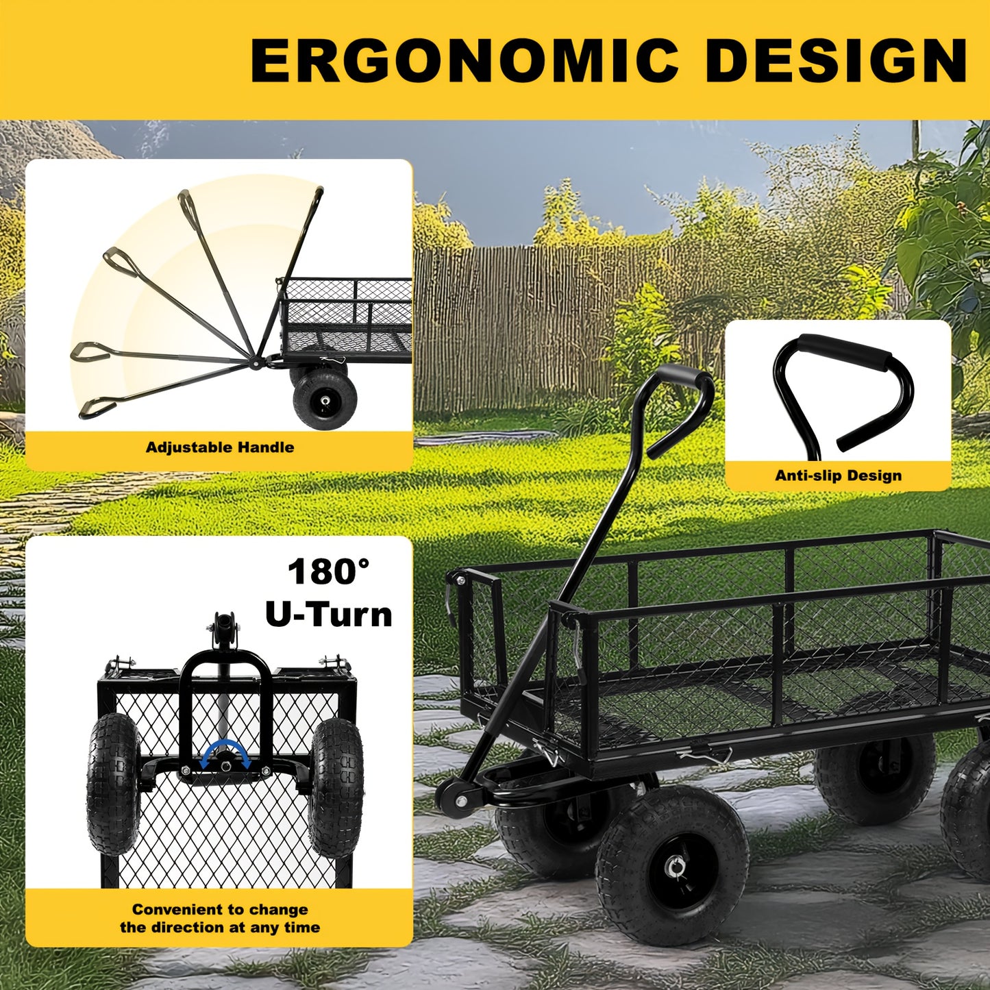 Four-wheel multifunctional garden cart