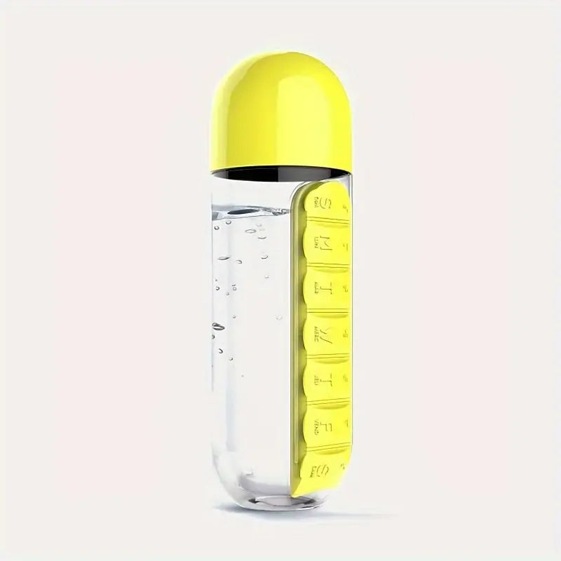 Creative water cup with seven-day medicine box, two-in-one outdoor medicine box cup