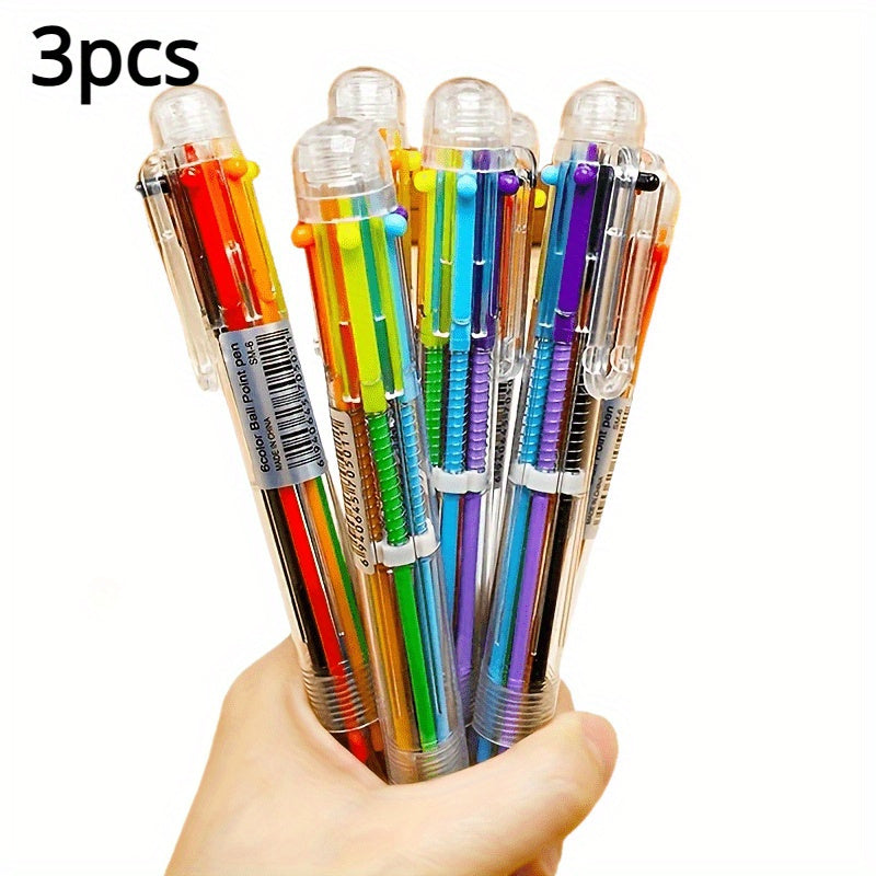 Box of 10 Ballpoint Pens with 6 Colors in One