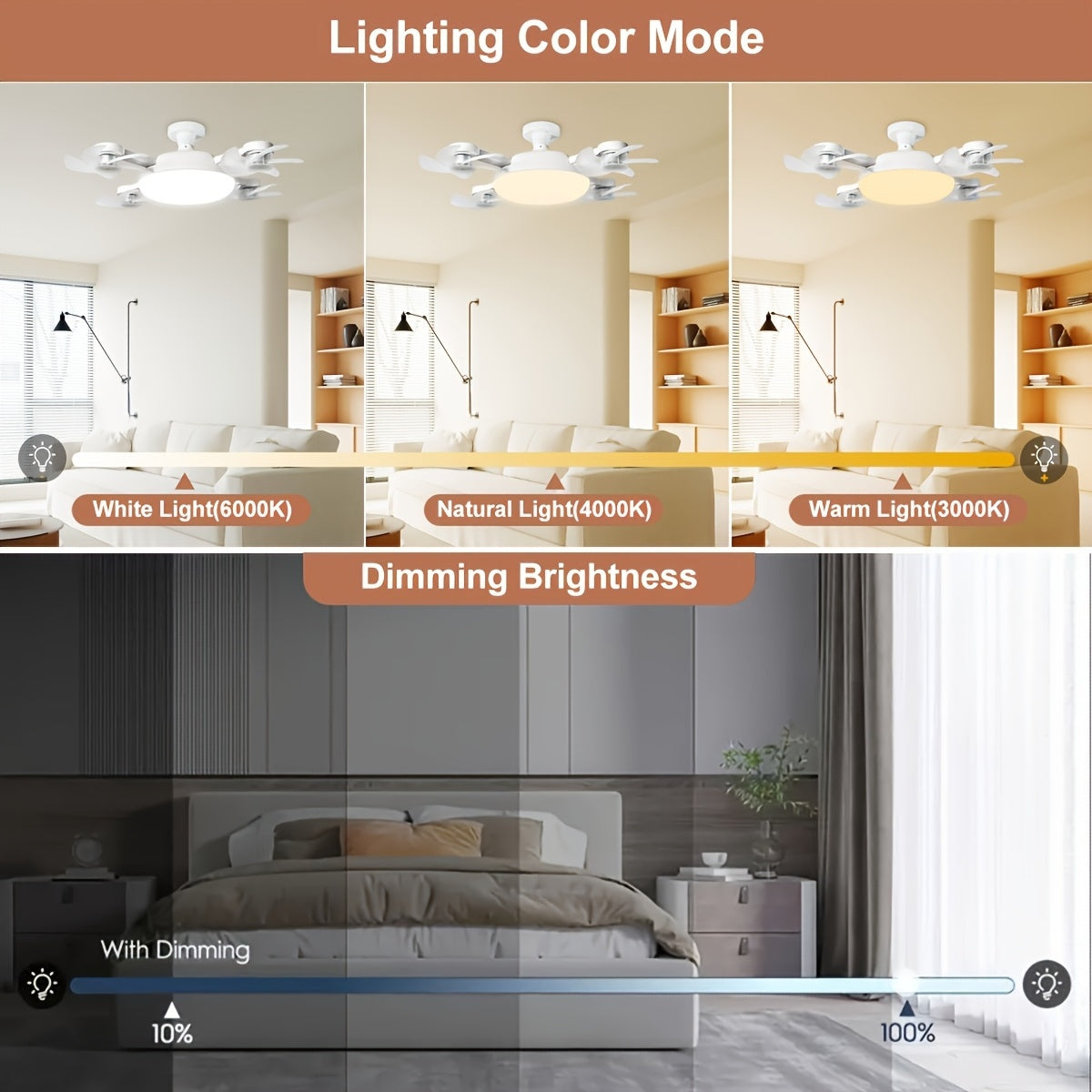 【Universal for the Whole House】Modern Smart Four-Head Fan Ceiling Light