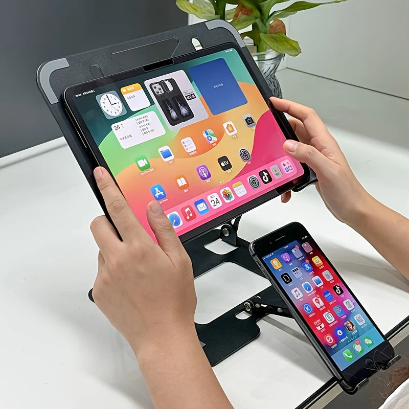 2-in-1 Adjustable Carbon Steel Mobile Phone&Laptop Stand