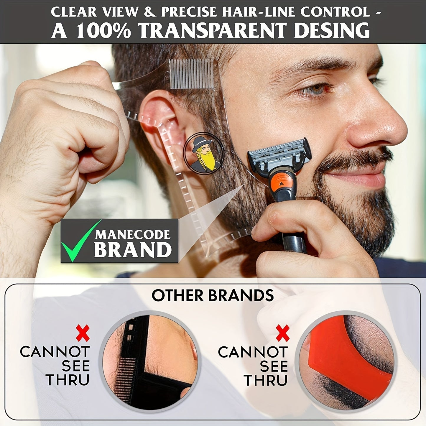 Men's Beard Shaping & Styling Tool with Comb