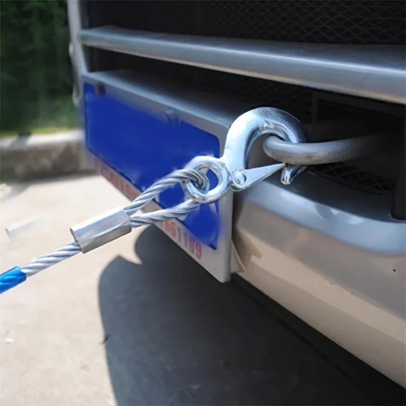 1 Roll 5m Steel Tow Rope with Hooks, Heavy-Duty Car Recovery Cable