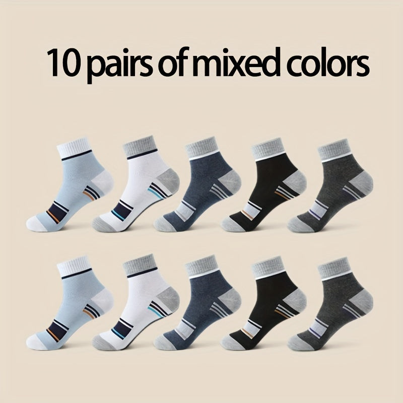 10 Pairs Of Men's Mid Crew Sport Socks