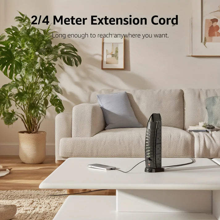 Tower Extension Lead 8 Way Outlets Multi Plug Extension Tower