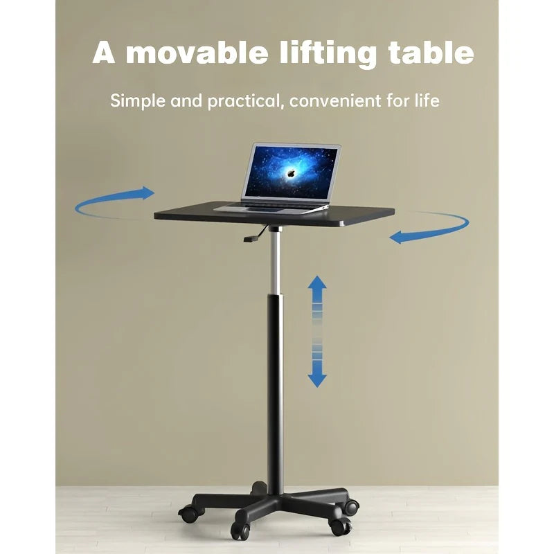 Adjustable Height Mobile Laptop Desk with Wheels