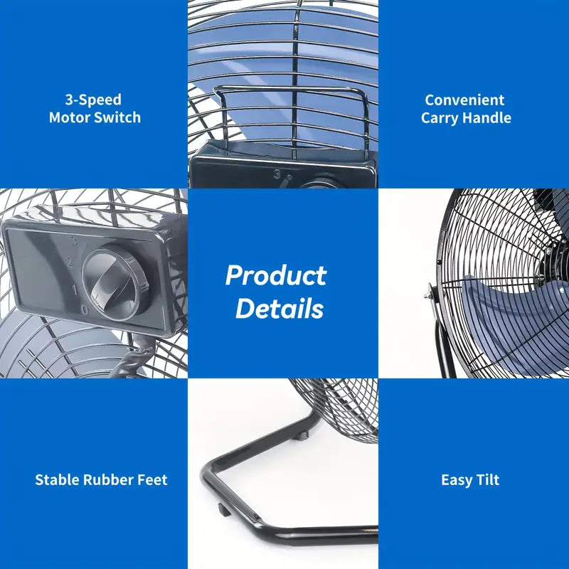 20" 3-Speed Heavy Duty Metal Cradle Floor Fan