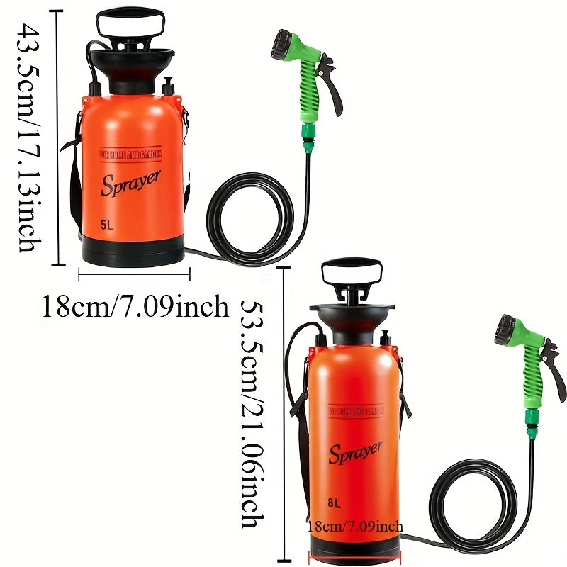 1.3/2 Gallon High-Pressure Sprayer with 7 Spray Modes, Portable Camping Shower