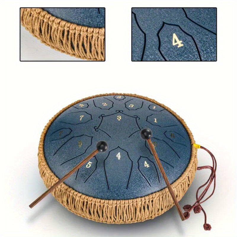 [15 Notes Steel Tongue Drum] 15 Notes 12 Inch Steel Tongue Drum D-Key