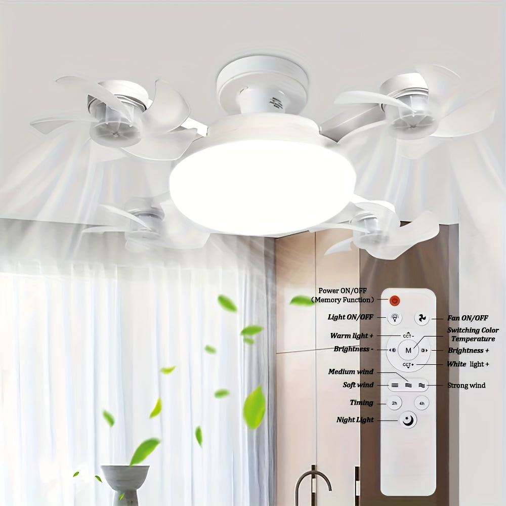【Universal for the Whole House】Modern Smart Four-Head Fan Ceiling Light
