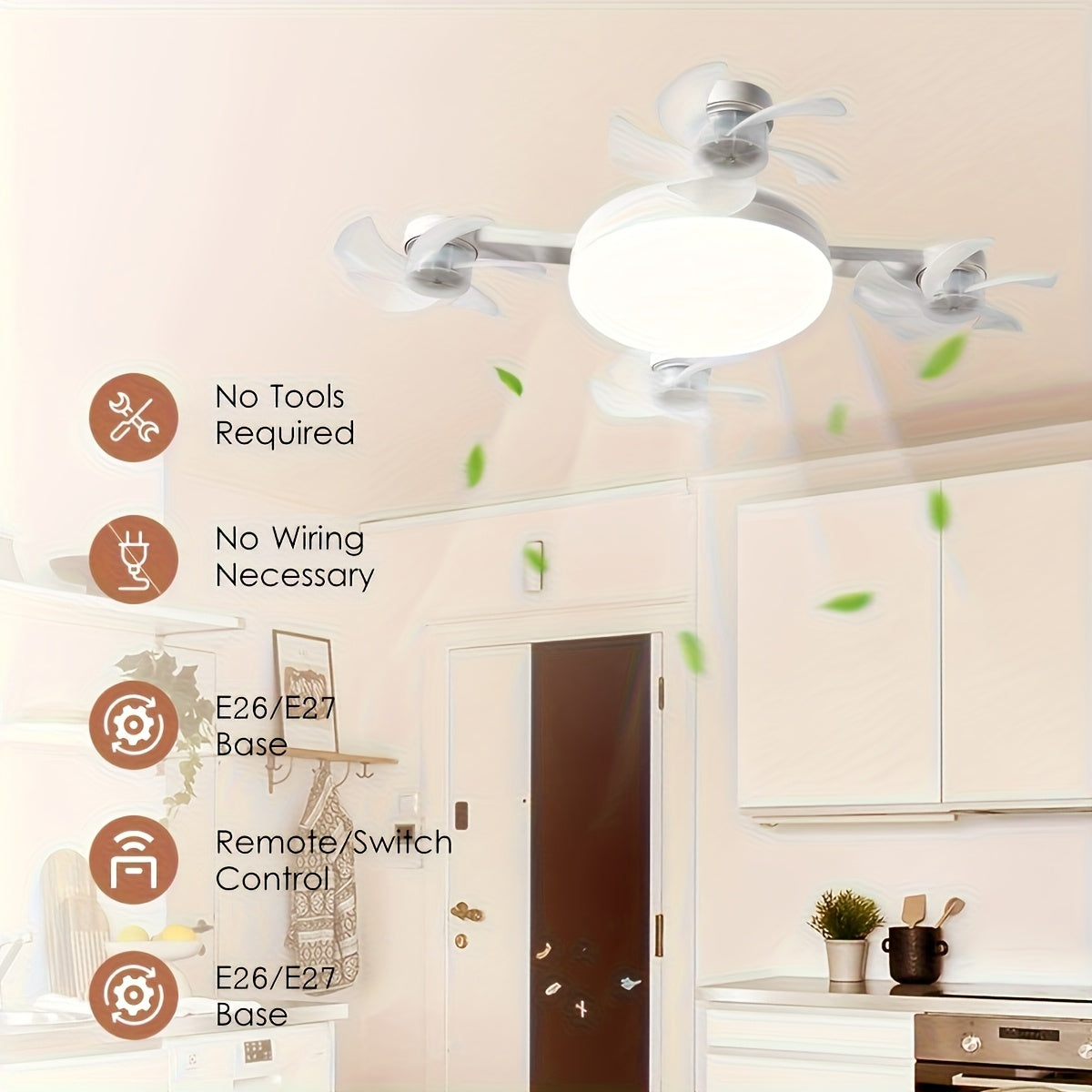 【Universal for the Whole House】Modern Smart Four-Head Fan Ceiling Light
