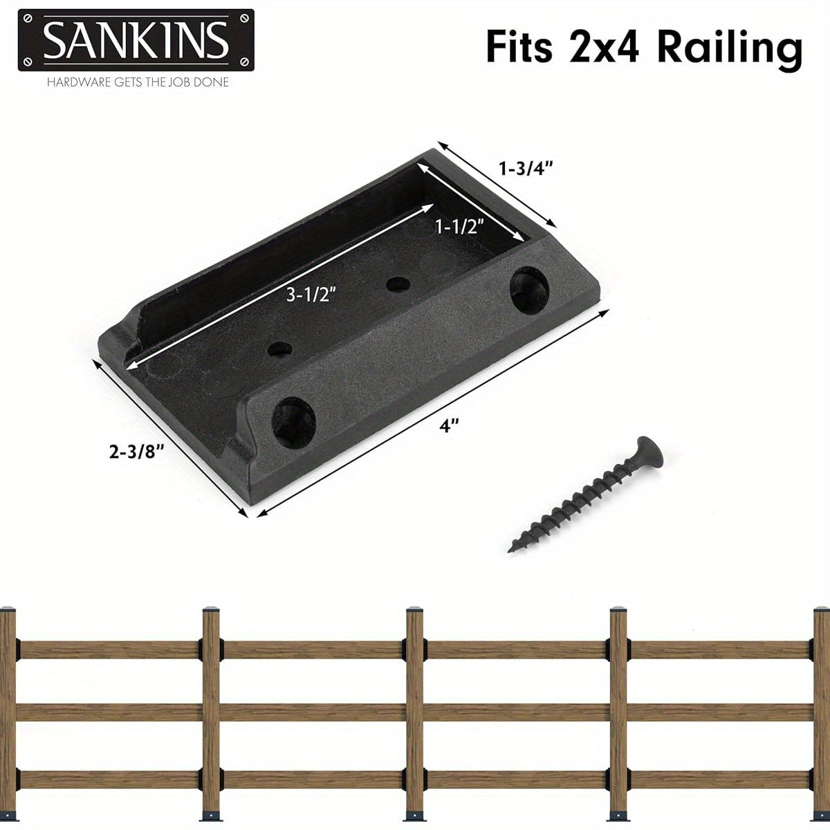 10 Pieces 2x4 Boat Deck Railing Bracket Connector，Durable PP Plastic Boat Board Railing Bracket，Black