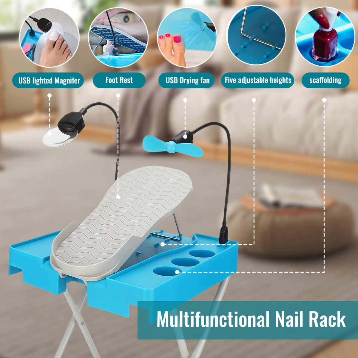 Manicure Stool Pedicure Pedals Stand with Fan