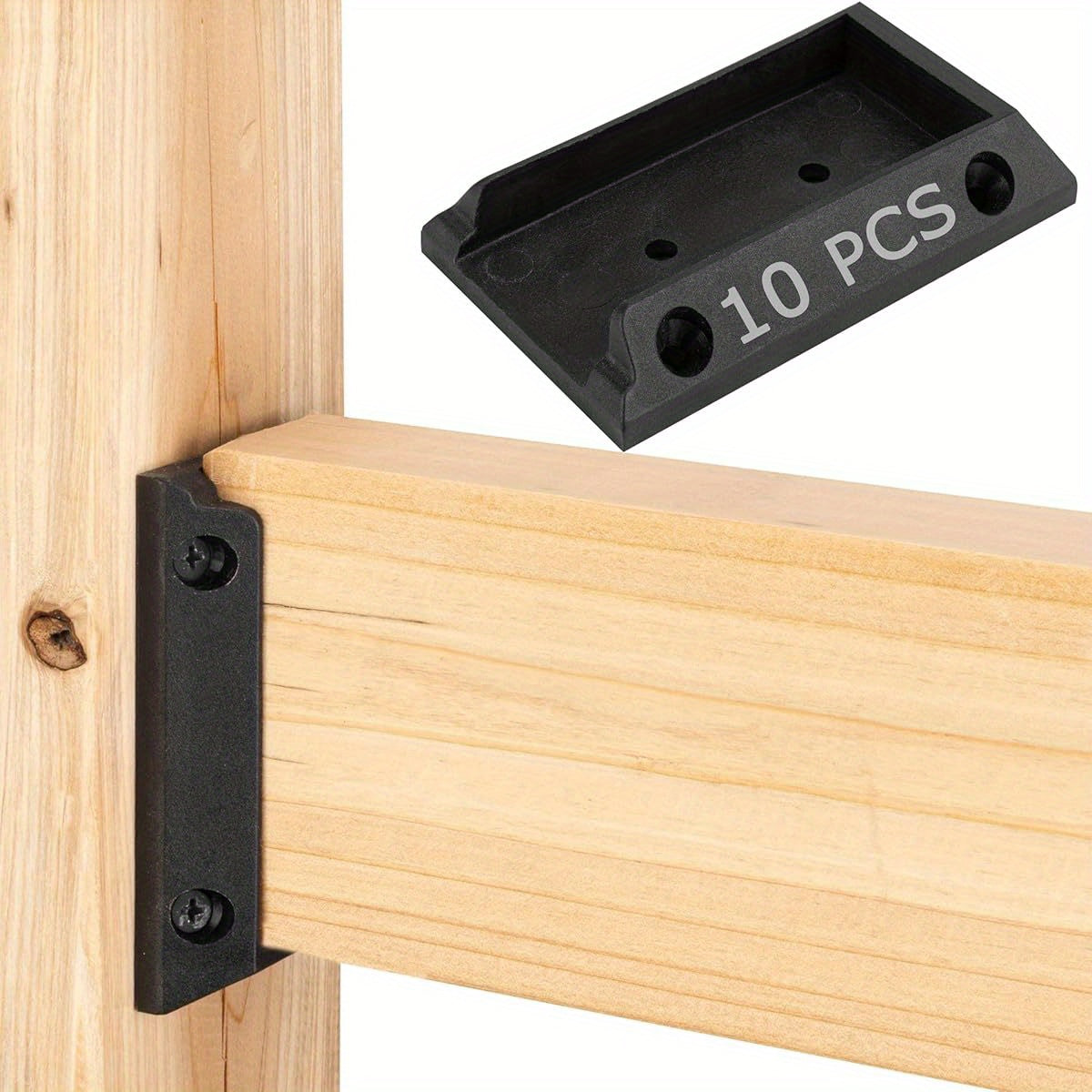 10 Pieces 2x4 Boat Deck Railing Bracket Connector，Durable PP Plastic Boat Board Railing Bracket，Black