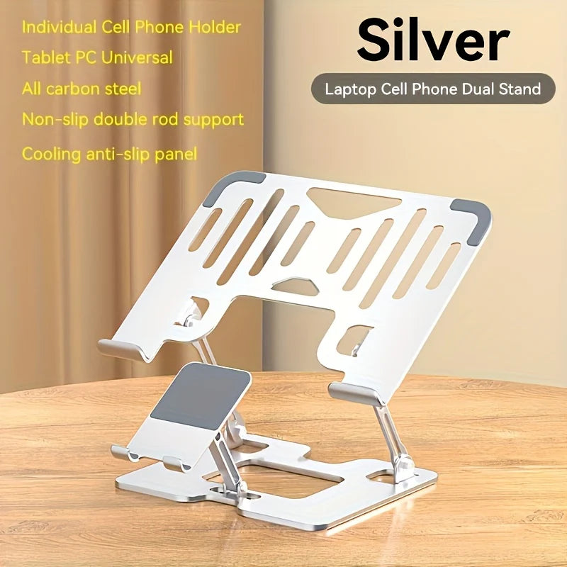 2-in-1 Adjustable Carbon Steel Mobile Phone&Laptop Stand