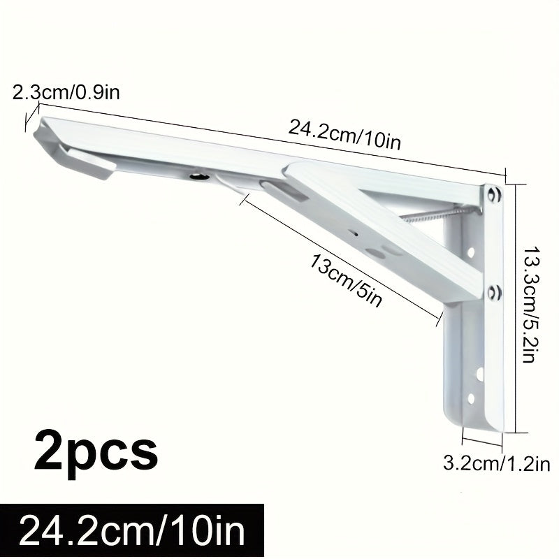 2 Pack of Foldable Shelves Brackets，Heavy Duty Stainless Steel Bracket