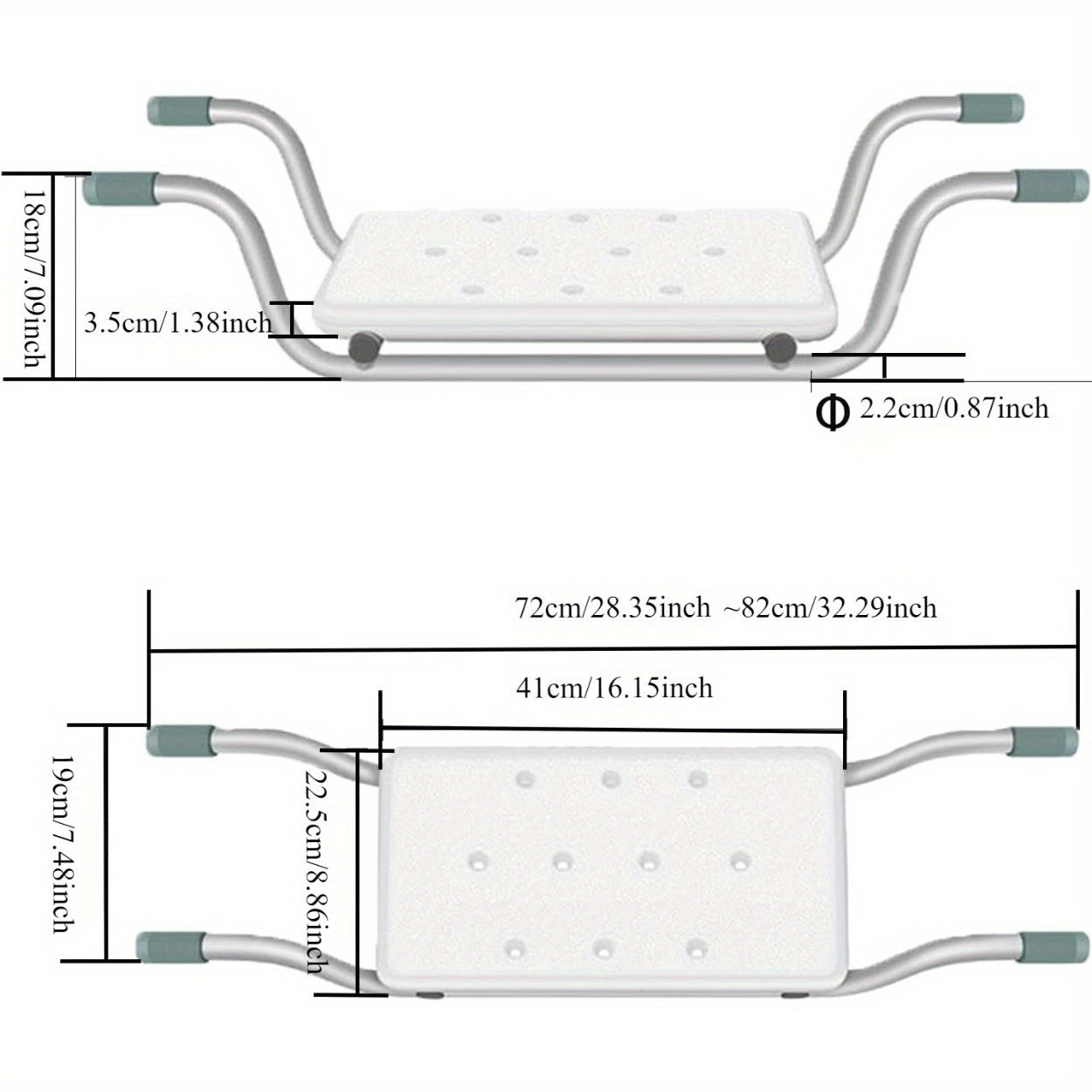 Adjustable white Aluminum Bath Seat