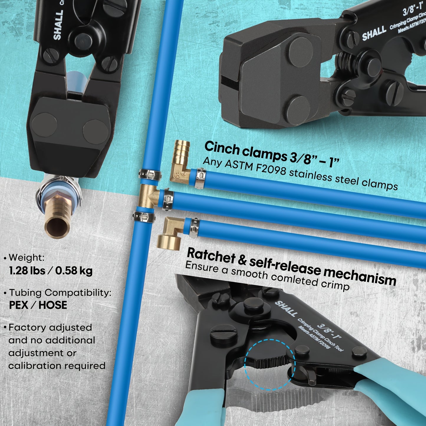 Crimping Clamp Cinch Tool And Pipe Hose Cutter