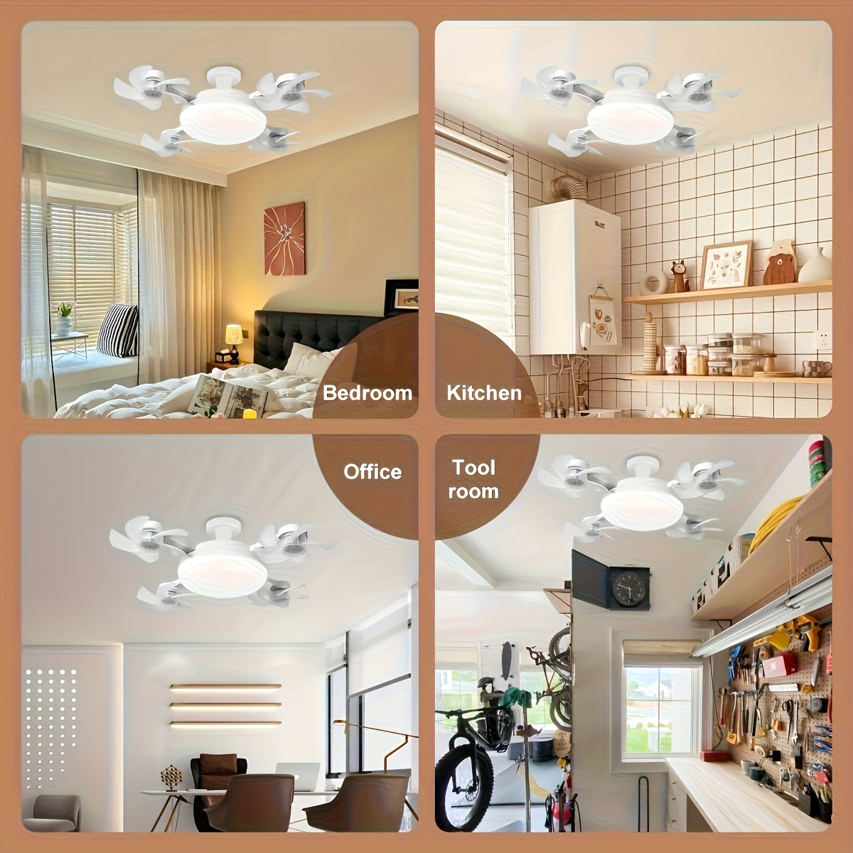 【Universal for the Whole House】Modern Smart Four-Head Fan Ceiling Light
