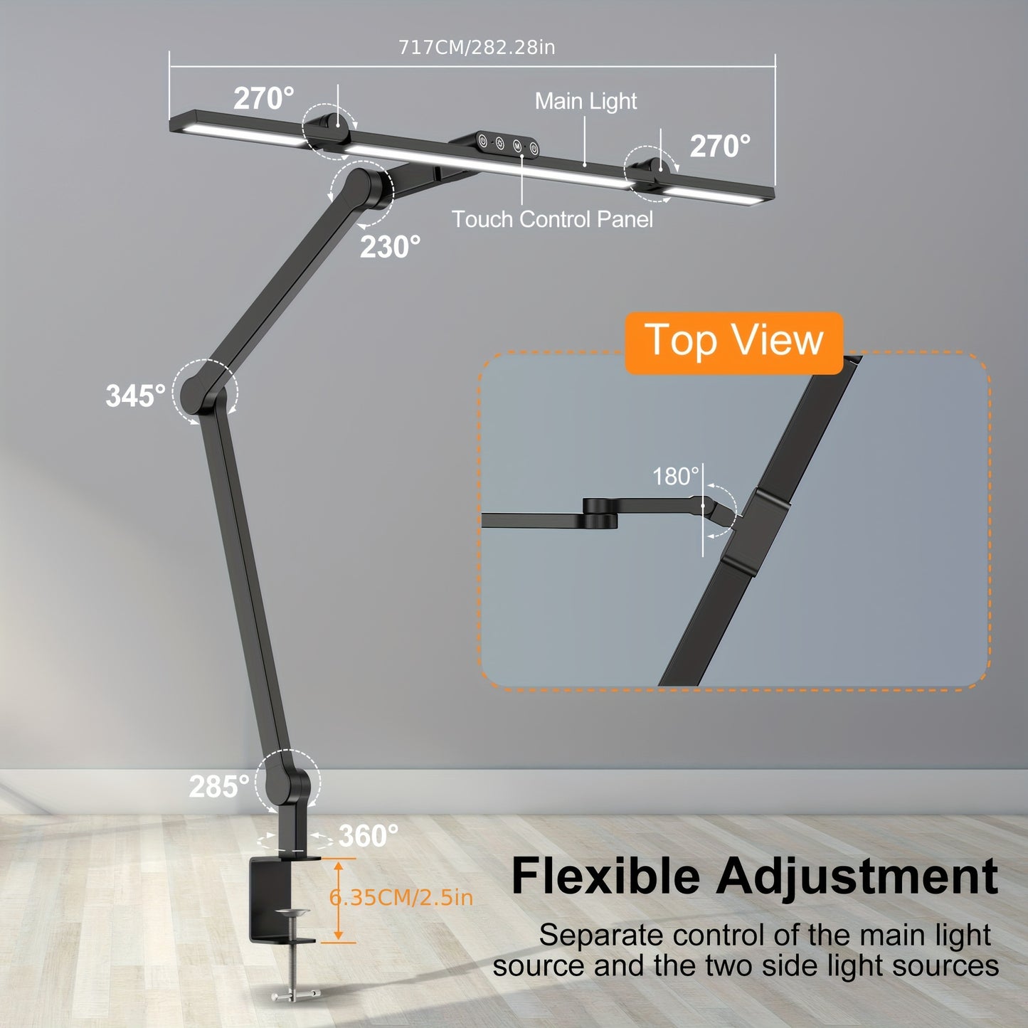 24W Ultra Bright LED Desk Lamp with Clamp