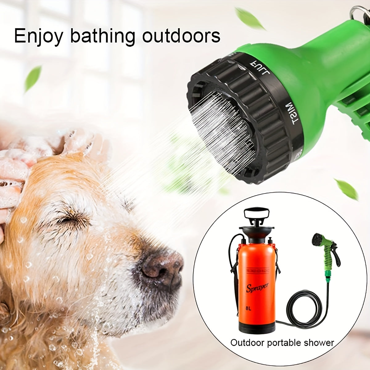 1.3/2 Gallon High-Pressure Sprayer with 7 Spray Modes, Portable Camping Shower