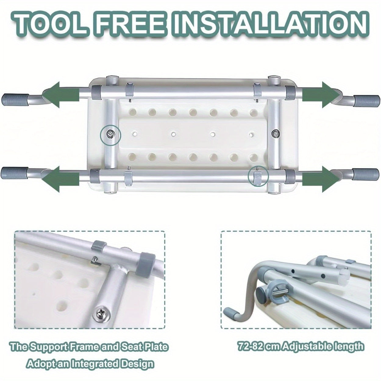 Adjustable white Aluminum Bath Seat