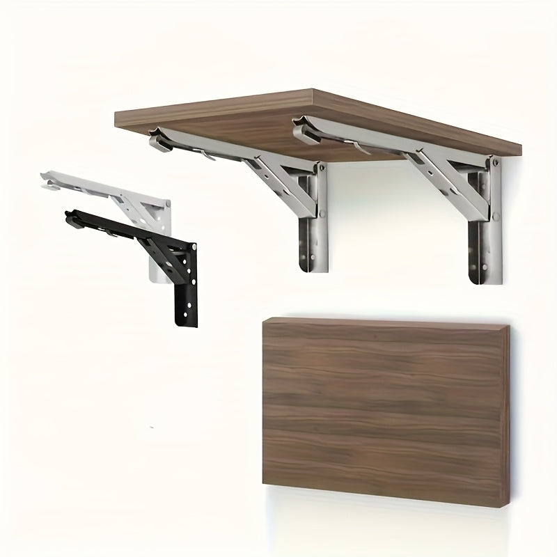 2 Pack of Foldable Shelves Brackets，Heavy Duty Stainless Steel Bracket