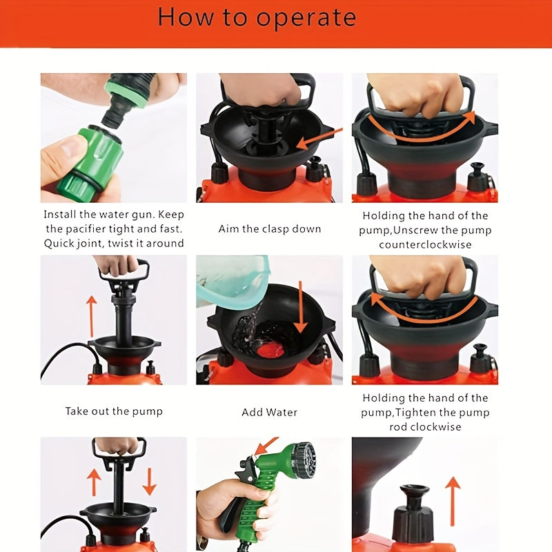 1.3/2 Gallon High-Pressure Sprayer with 7 Spray Modes, Portable Camping Shower