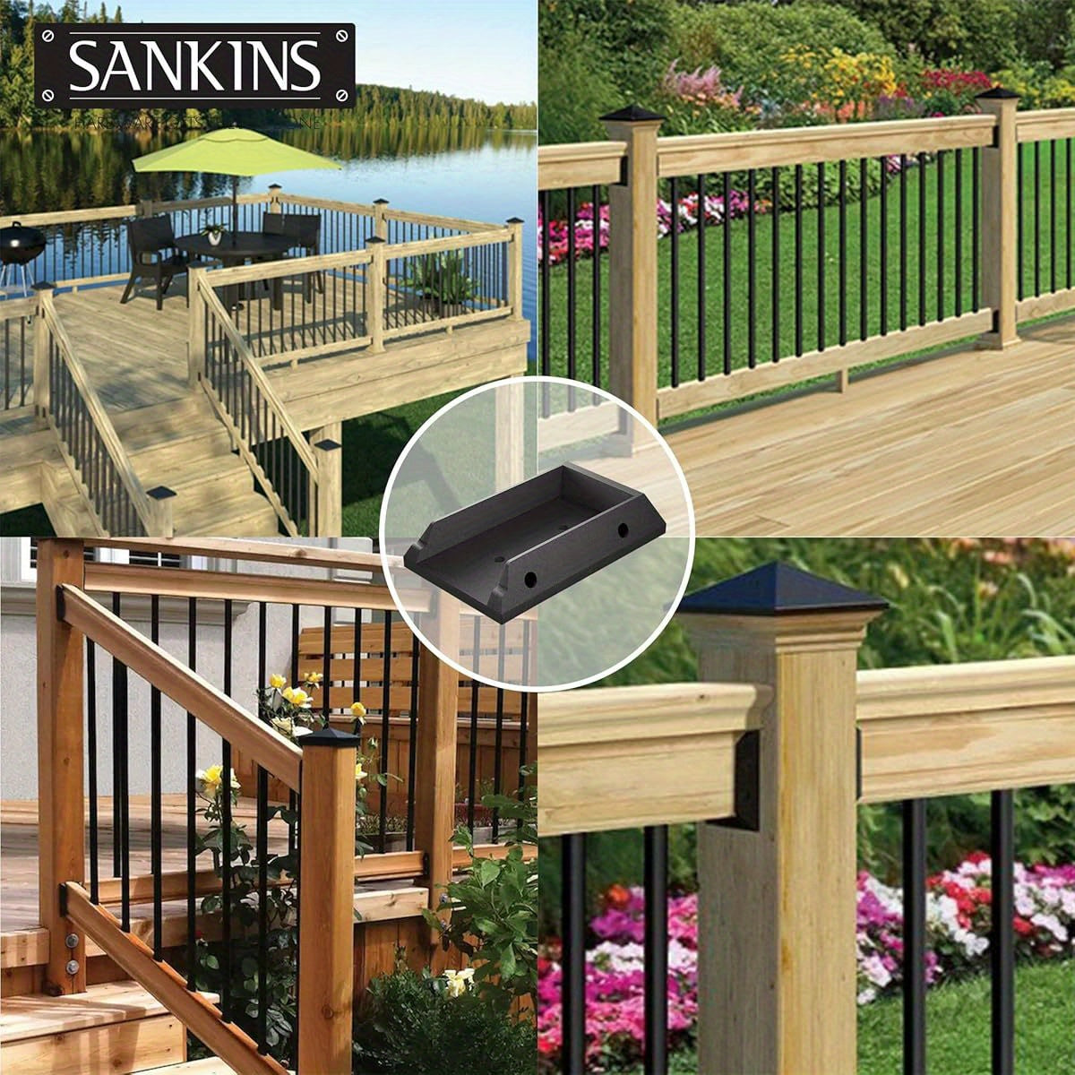 10 Pieces 2x4 Boat Deck Railing Bracket Connector，Durable PP Plastic Boat Board Railing Bracket，Black