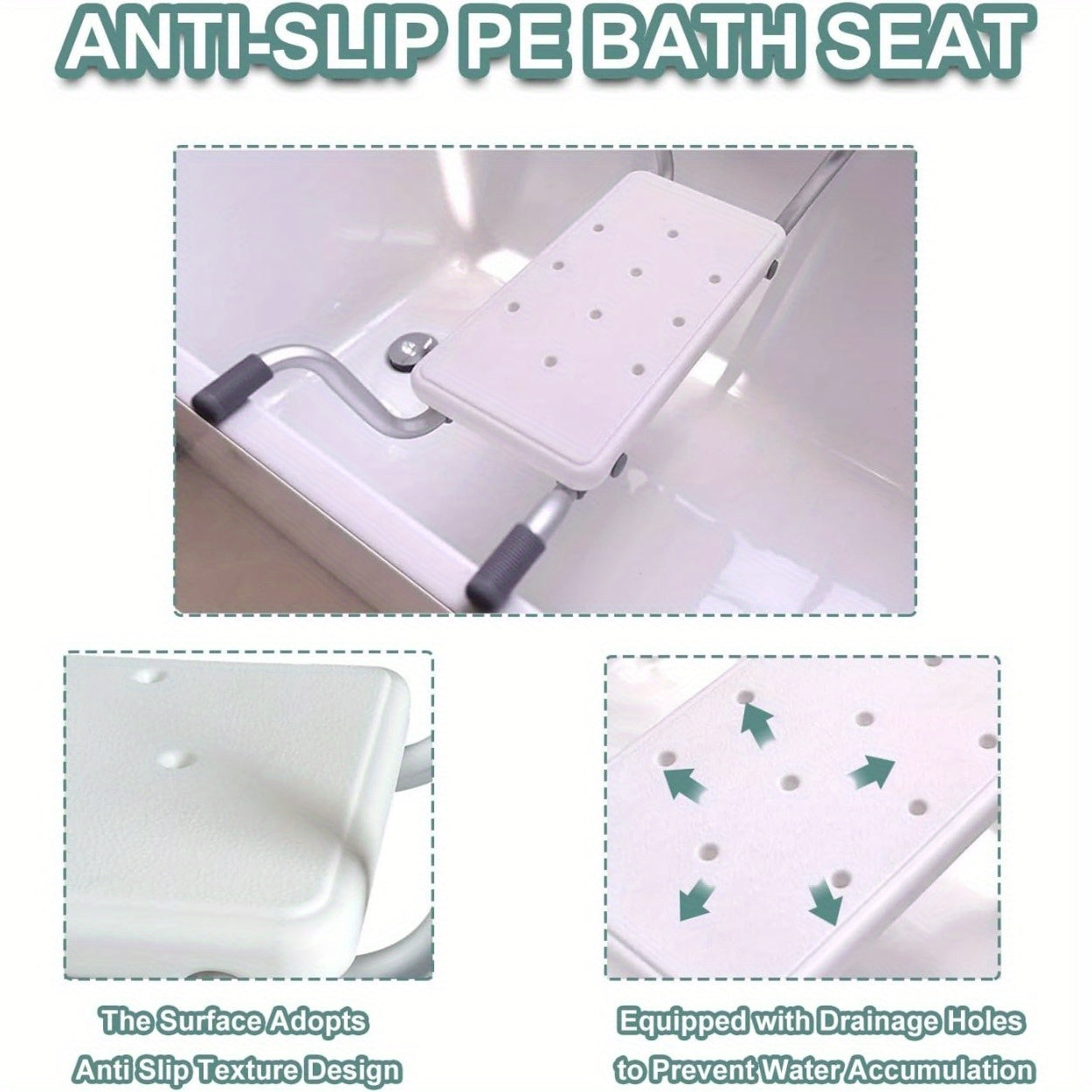Adjustable white Aluminum Bath Seat